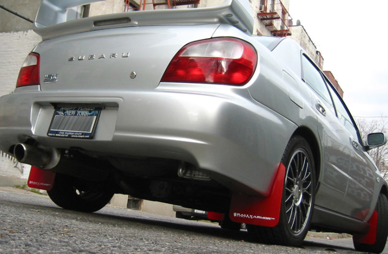 Subaru RS Mud Flaps - Rally Armor - UR Mud Flap w/White Logo - Red - `02-`07